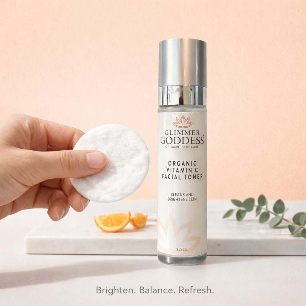 Organic Vitamin C facial toner bottle, an alcohol-free brightening astringent for daily pore-refining skincare. — view 3