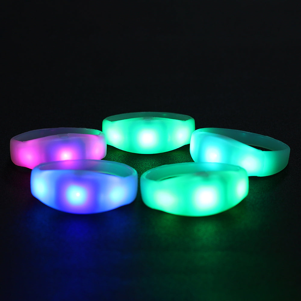 7-Color LED glow bracelet in silicone and ABS, glowing bright for parties and music festivals