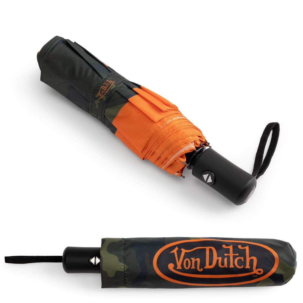 Von Dutch camo compact automatic umbrella with comfortable grip handle and protective travel sleeve — view 4