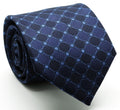 Mens Dads Classic Navy Geometric Pattern Business Casual Necktie & Hanky Set W-7-0