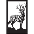 Highland stag garden mirror silhouette in shatterproof acrylic reflecting outdoor patio plants and fence