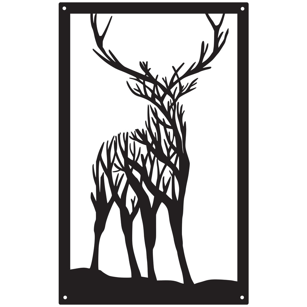 Highland stag garden mirror acrylic outdoor wall art featuring an elegant wildlife silhouette design