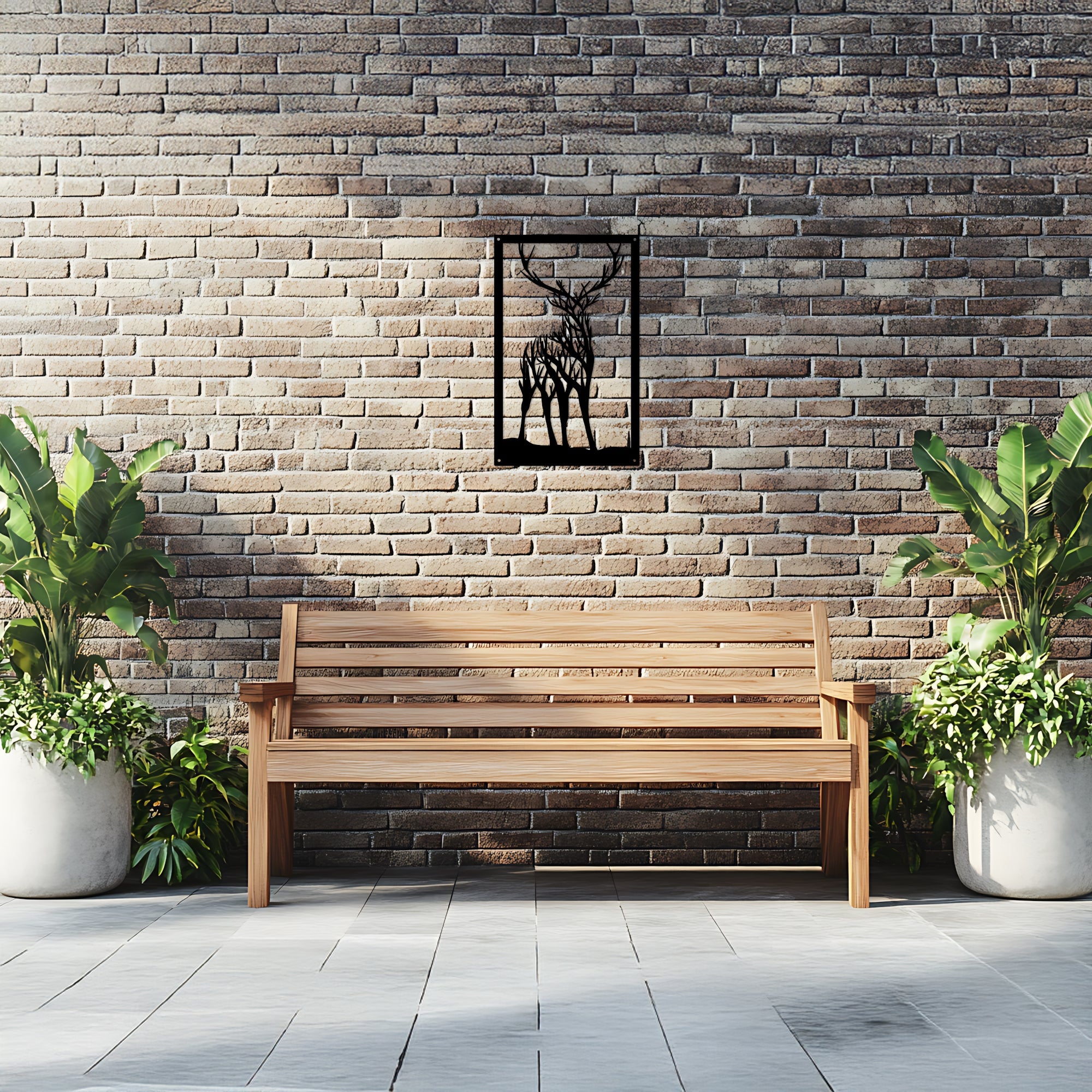 Highland stag garden mirror acrylic outdoor wall art featuring an elegant wildlife silhouette design — view 4