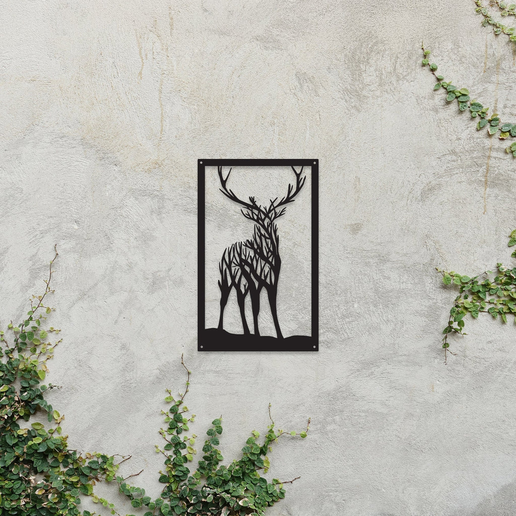 Highland stag garden mirror acrylic outdoor wall art featuring an elegant wildlife silhouette design — view 2