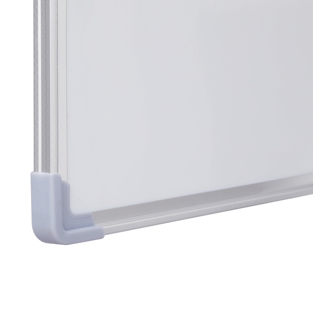 Magnetic whiteboard 90x120cm on mobile steel frame with marker tray, eraser, and magnets. — view 3