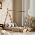Artiss oak wooden kids house bed frame in a single size with sturdy pine construction