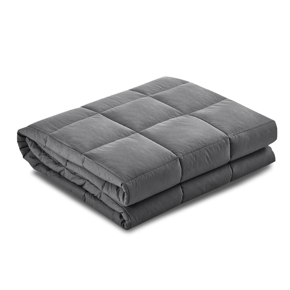 Dark grey kids weighted blanket 2.3kg made of soft microfibre fabric folded neatly