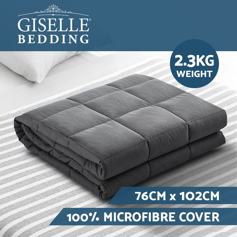 Dark grey kids weighted blanket 2.3kg made of soft microfibre fabric folded neatly — view 3