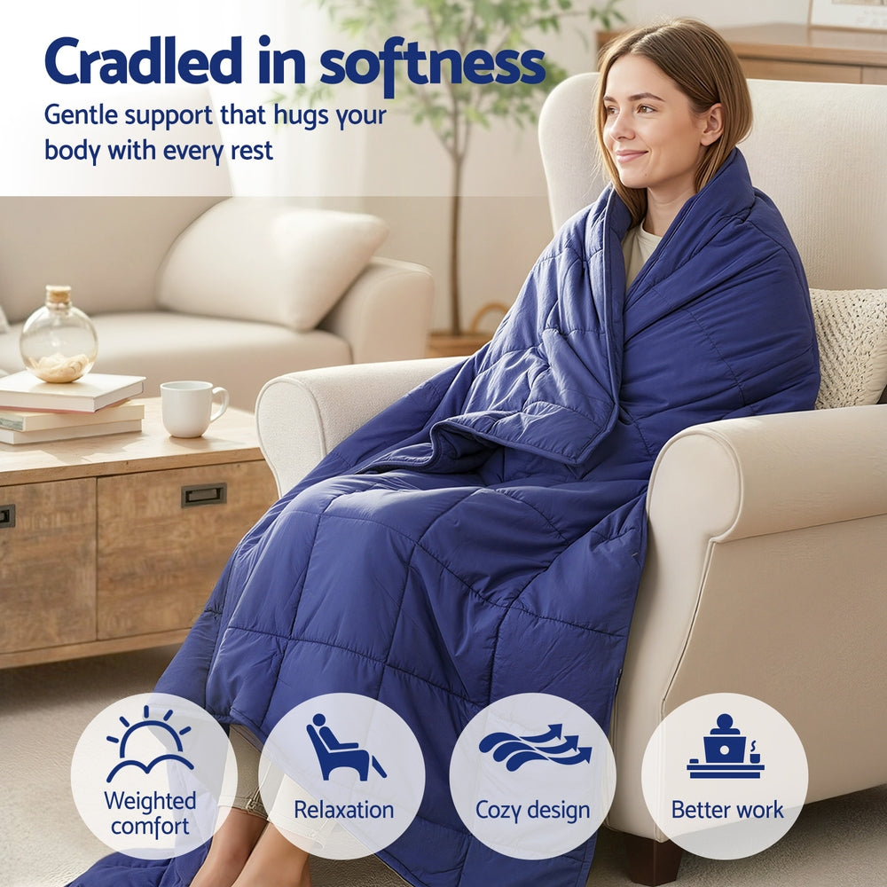 Blue microfibre 6.8kg weighted blanket for deep sleep, relaxation, and calming pressure stimulation — view 4