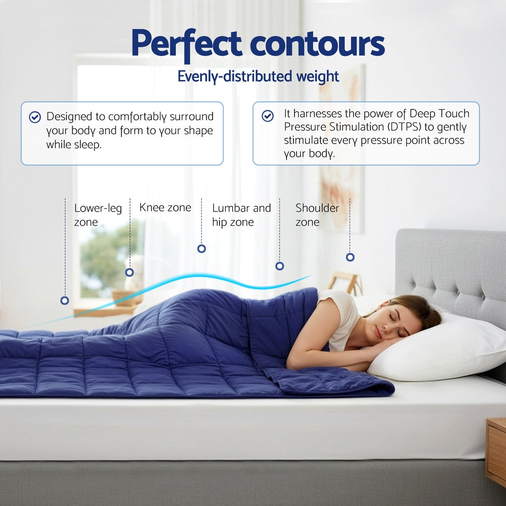 Blue microfibre 6.8kg weighted blanket for deep sleep, relaxation, and calming pressure stimulation — view 5