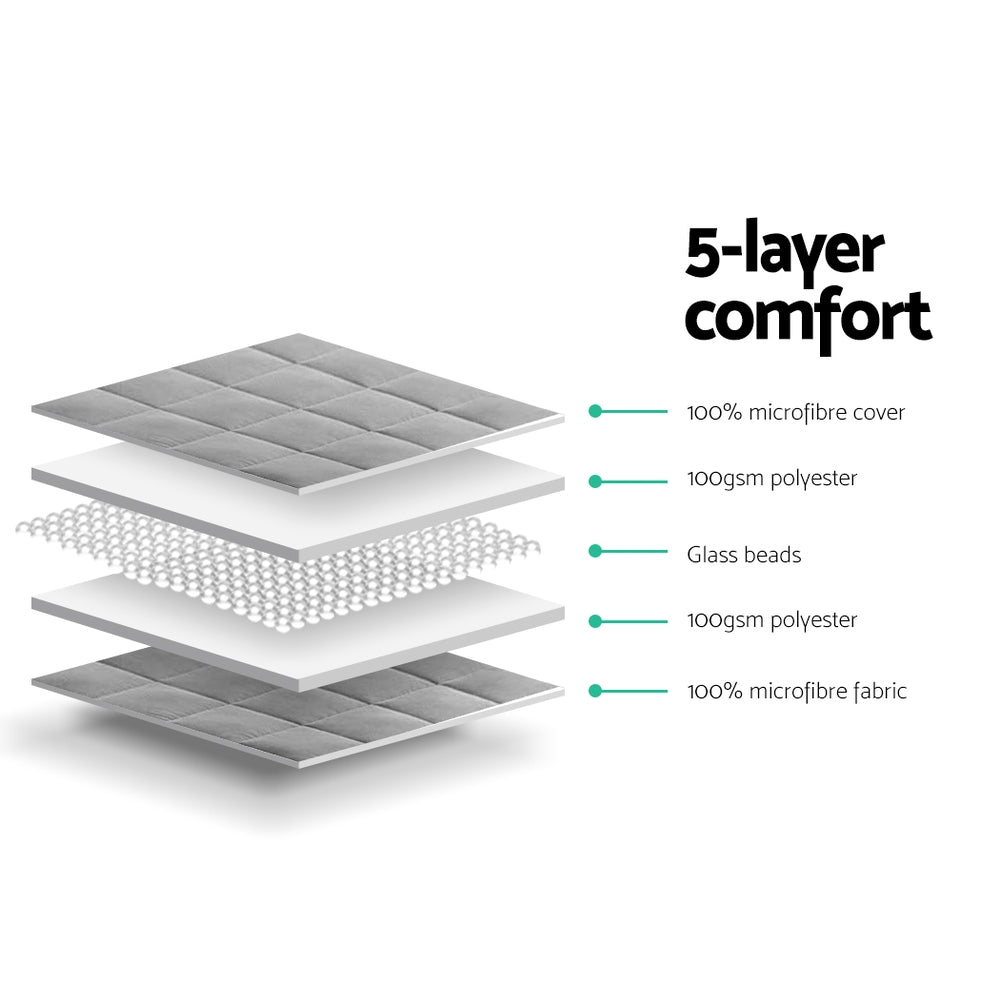 Light grey 7kg weighted blanket folded to show its soft microfibre cover and secure stitching — view 4