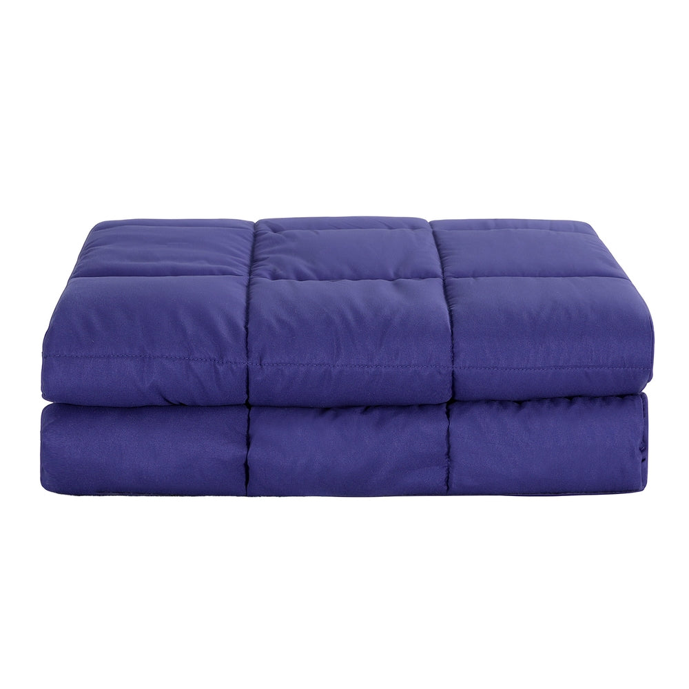 Blue 9KG Giselle Bedding weighted blanket folded neatly showing premium microfibre fabric and stitching. — view 3