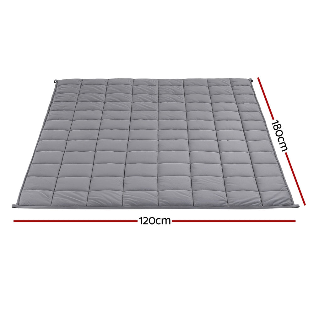Grey sherpa fleece weighted blanket folded neatly, showing dual-sided plush and smooth fabric textures — view 2