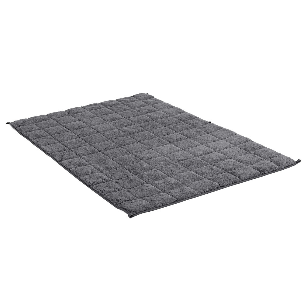 Grey sherpa fleece weighted blanket folded neatly, showing dual-sided plush and smooth fabric textures — view 3