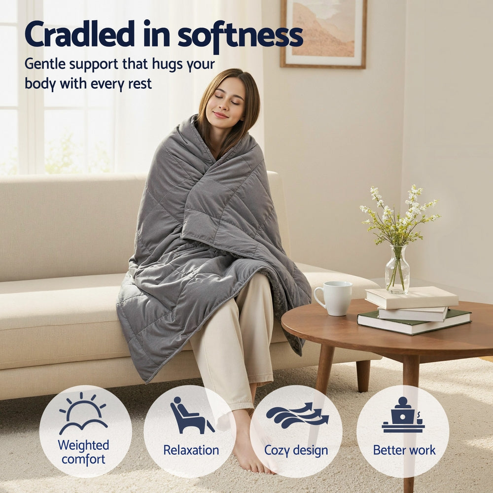 Grey sherpa fleece weighted blanket folded neatly, showing dual-sided plush and smooth fabric textures — view 4