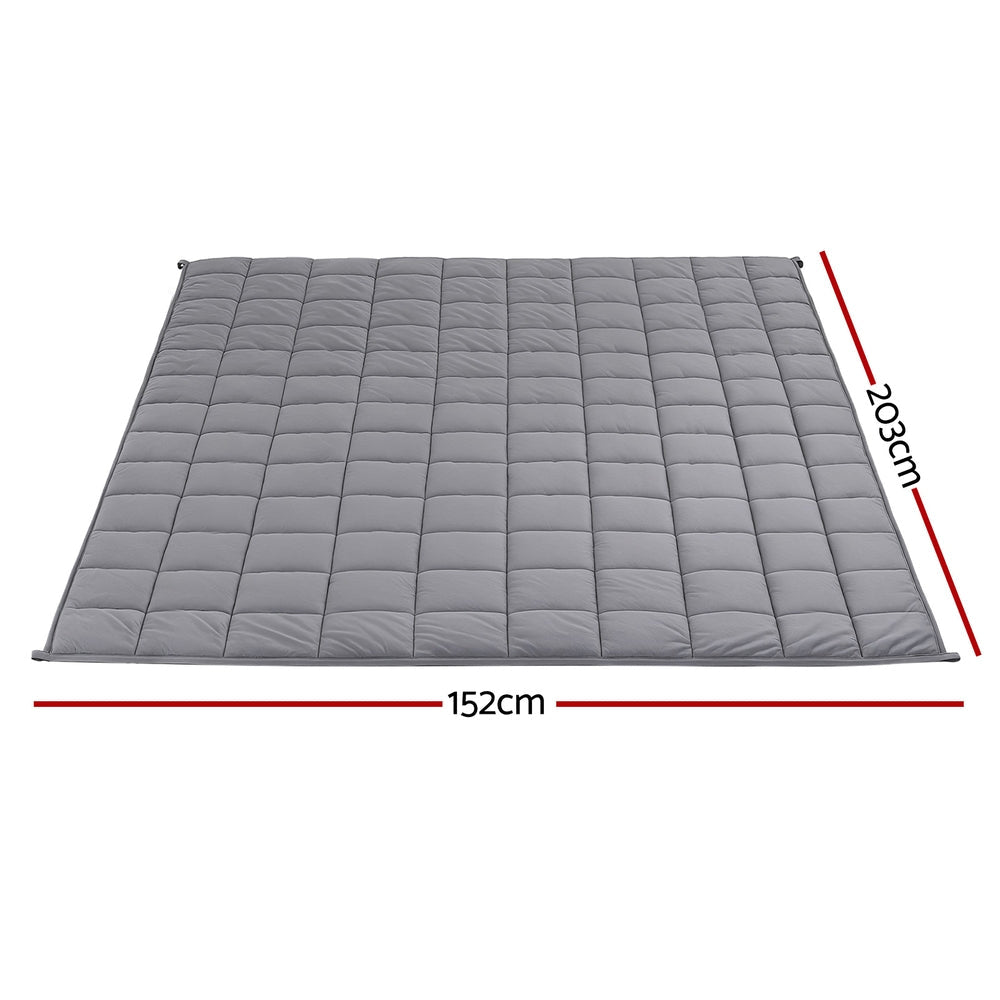 Grey weighted blanket folded showing smooth fleece and plush sherpa fabric with reinforced edge stitching — view 2