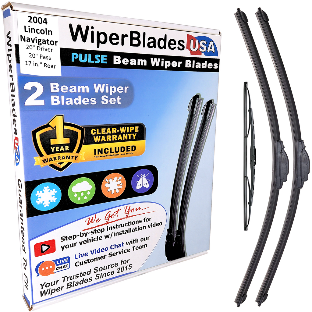 2004 Lincoln Navigator Wiper Blades w/1yr Wear Warranty (Set of 3) w/Rear Wipers-0