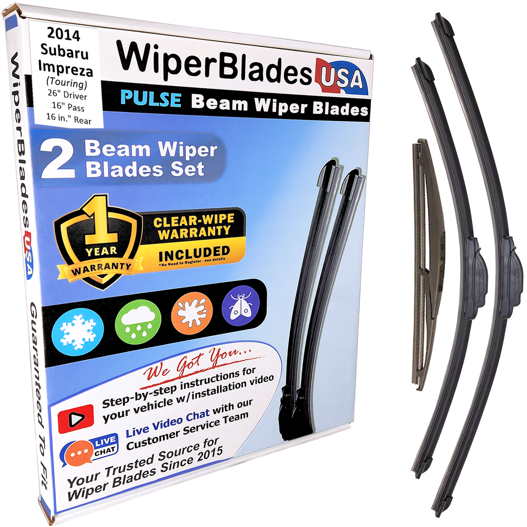 2014 Subaru Impreza (Touring) Wiper Blades Set w/1yr Warranty (Set of 3) w/Rear-0