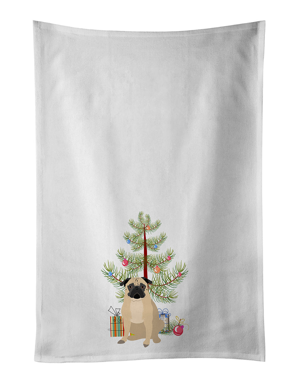 Pug Fawn #1 Christmas Kitchen Towel Set of 2-0
