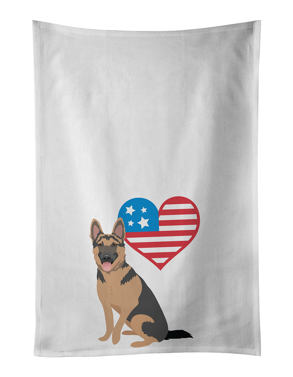 German Shepherd Red and Black Patriotic Kitchen Towel Set of 2-0