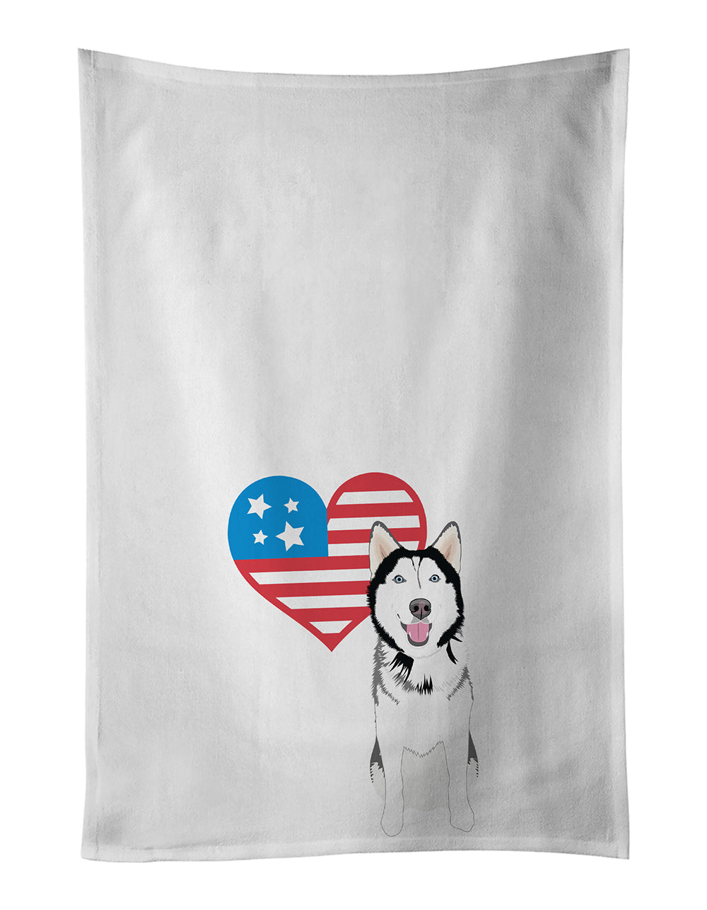 Siberian Husky Black and White #1 Patriotic Kitchen Towel Set of 2-0