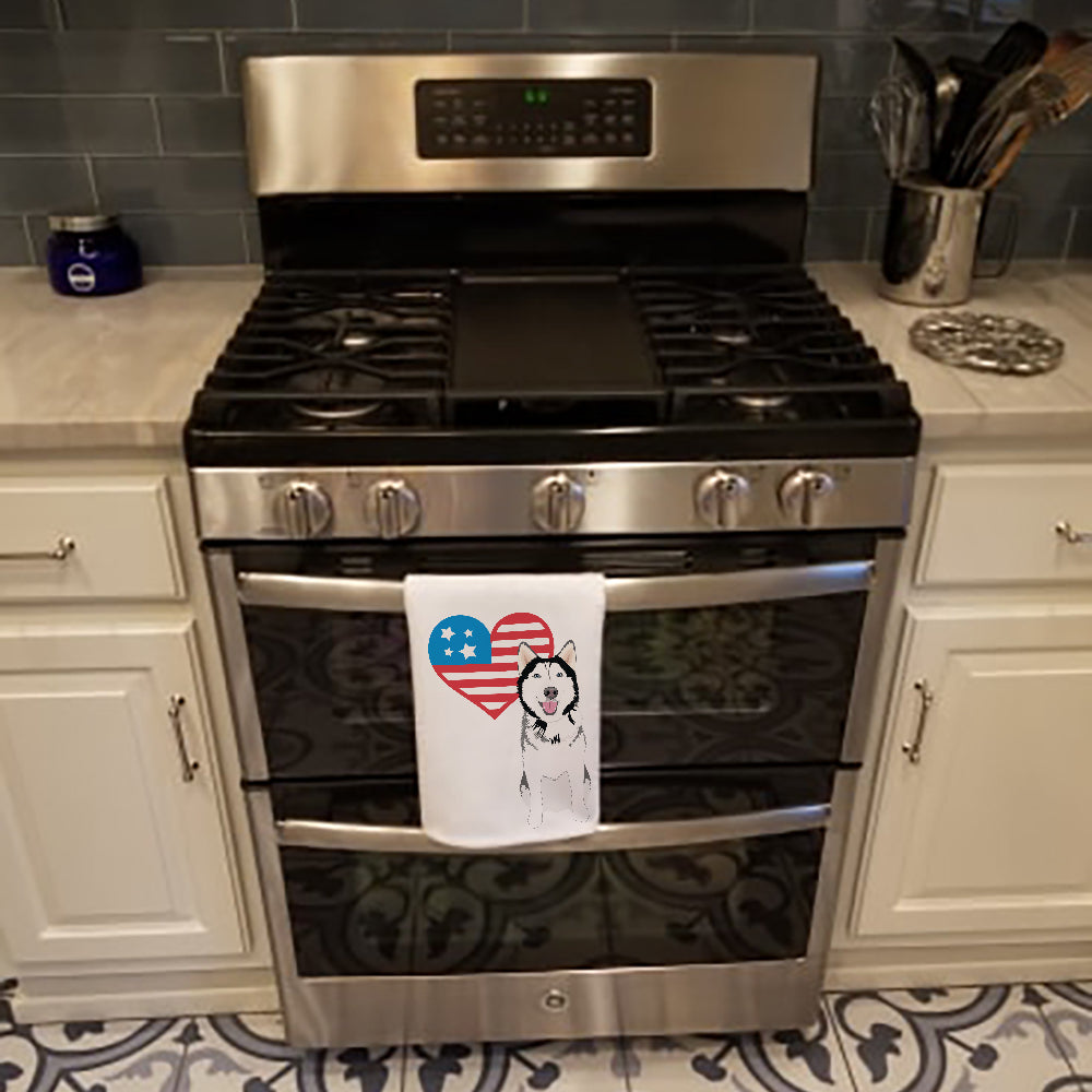 Siberian Husky Black and White #1 Patriotic Kitchen Towel Set of 2-1