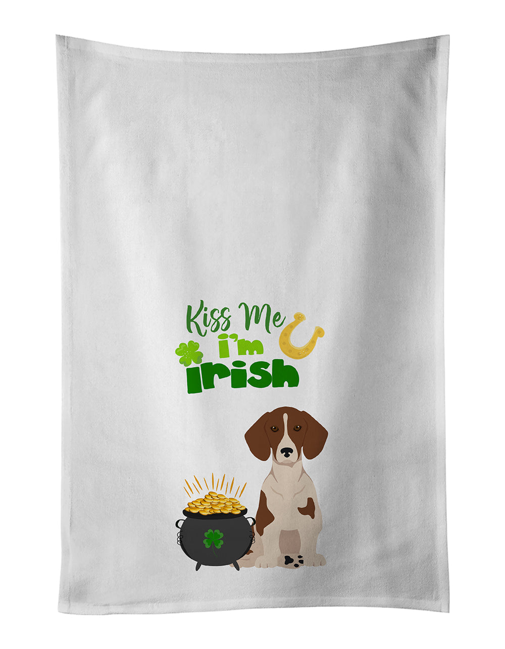 Red Piebald Dachshund St. Patrick's Day Kitchen Towel Set of 2-0