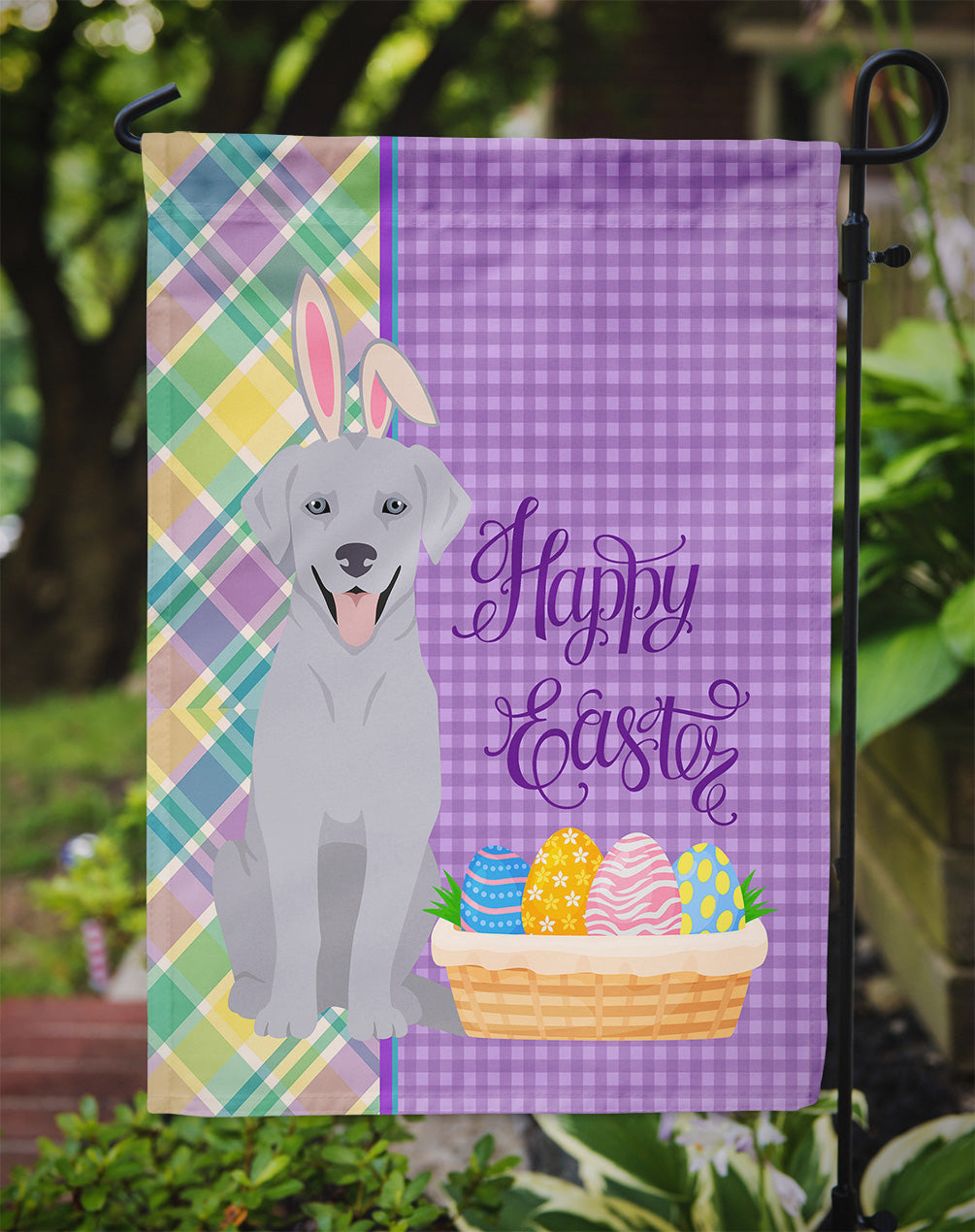 Silver Labrador Retriever Easter Garden Flag-2