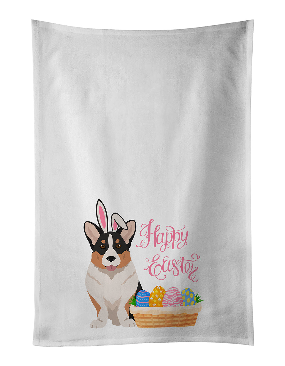 Tricolor Cardigan Corgi Easter Kitchen Towel Set of 2-0