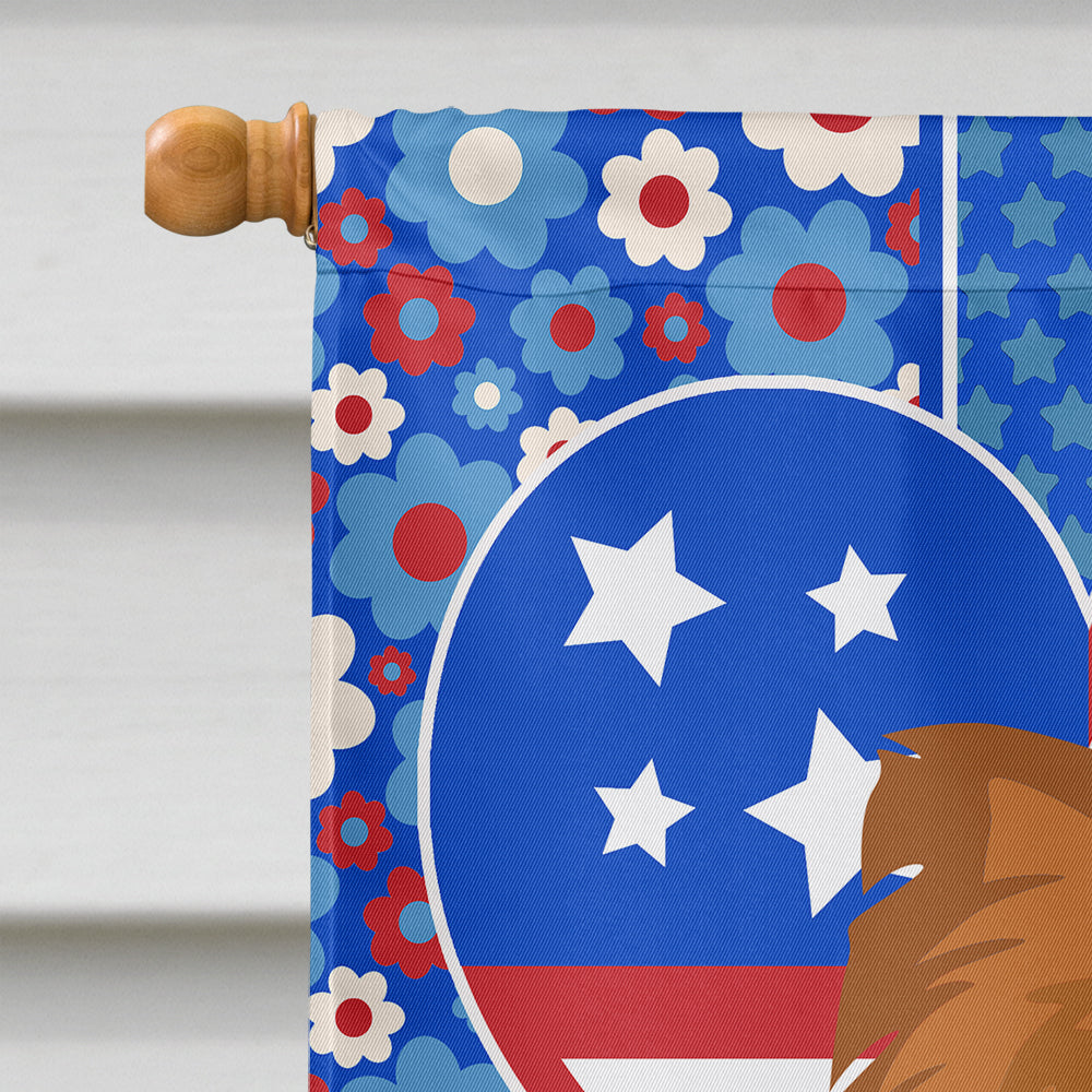 Longhaired Red and White Chihuahua USA American House Flag-2