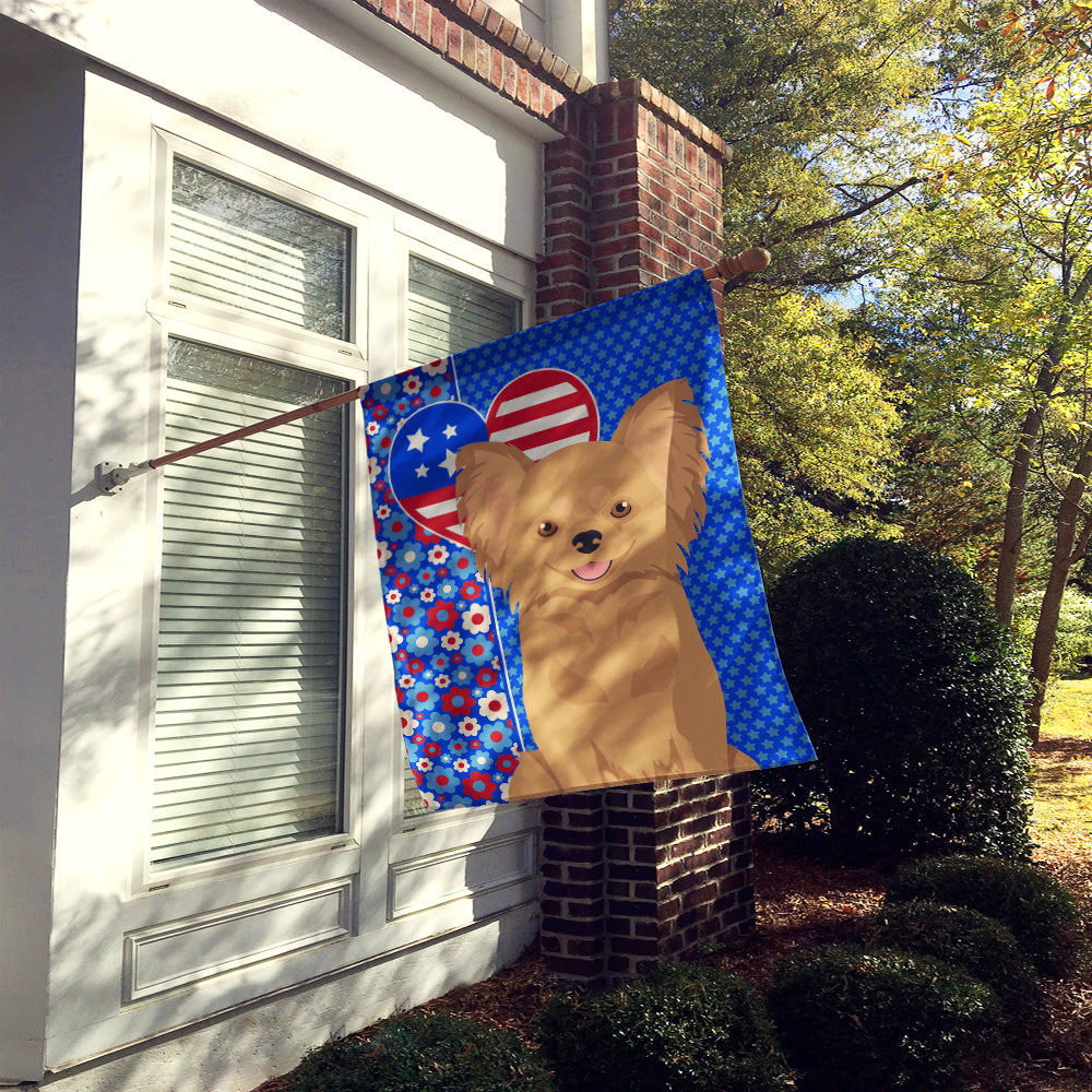 Longhaired Gold Chihuahua USA American House Flag-1