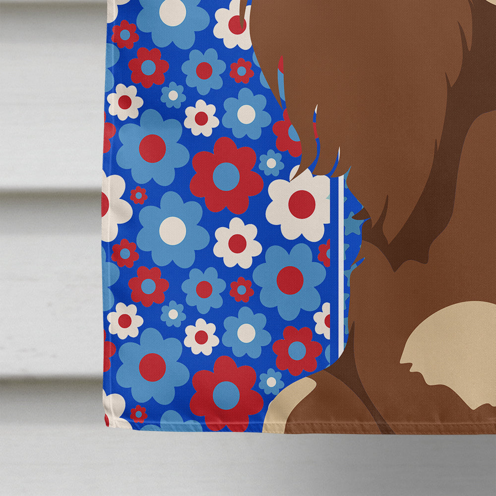 Longhair Chocolate and Cream Dachshund USA American House Flag-3