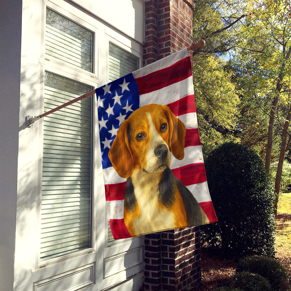 Tri-color Beagle American Flag House Flag-1
