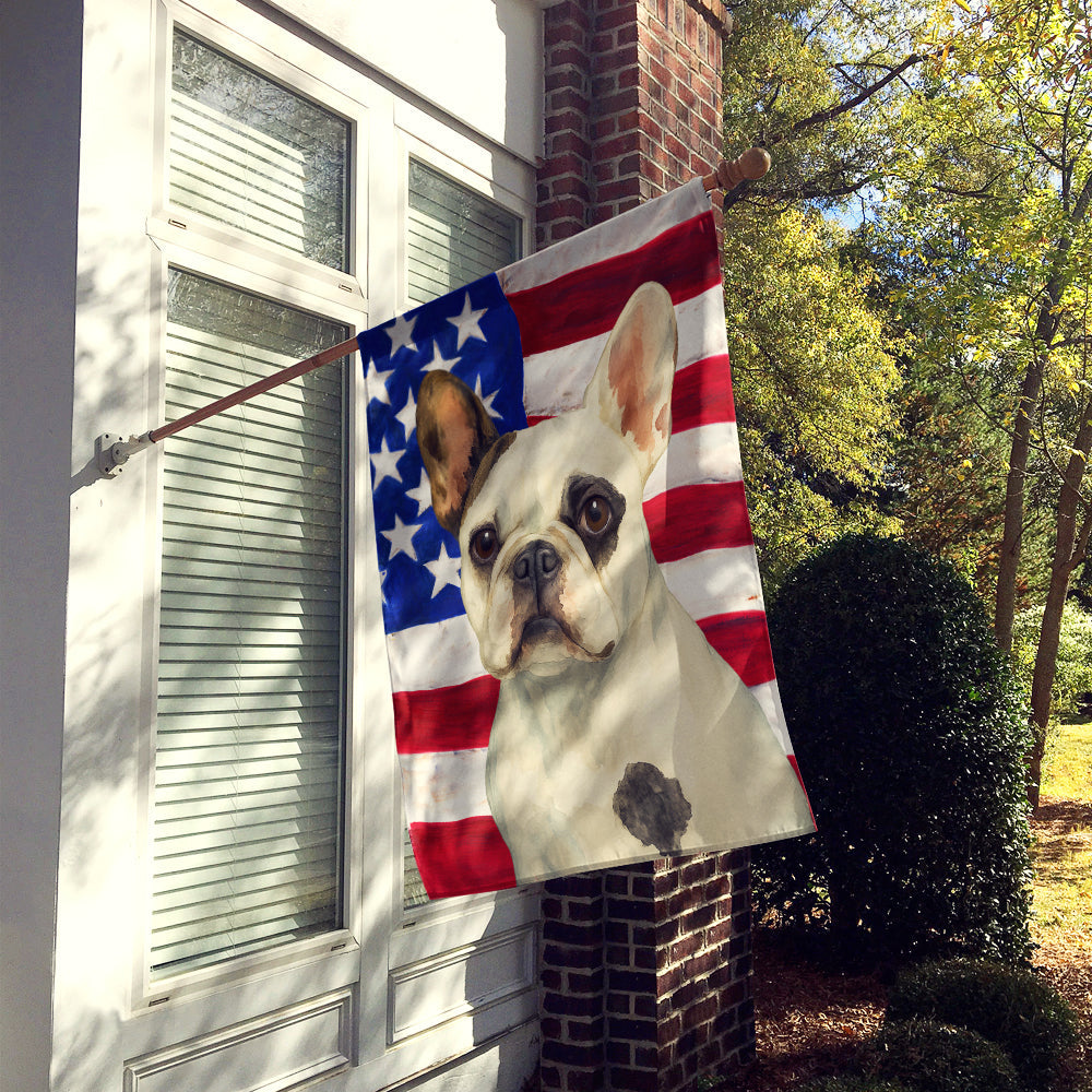 Pied French Bulldog American Flag House Flag-1