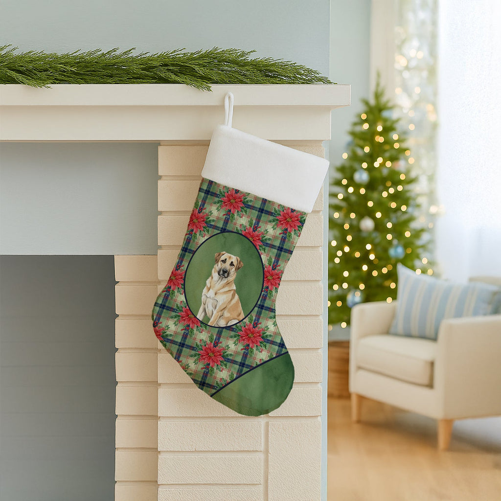 Anatolian Shepherd Dog Christmas PoinsettIas Holiday Stocking-2