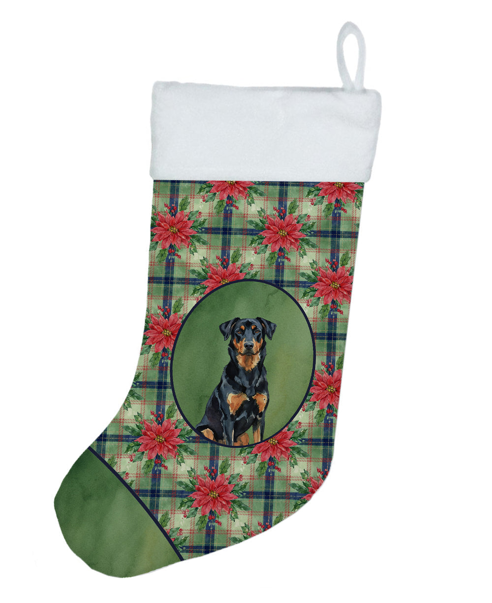 Beauceron Christmas PoinsettIas Holiday Stocking-0