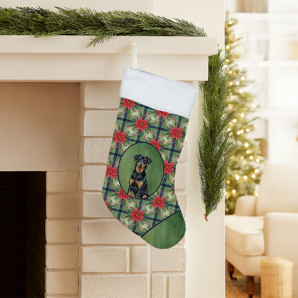 Beauceron Christmas PoinsettIas Holiday Stocking-1