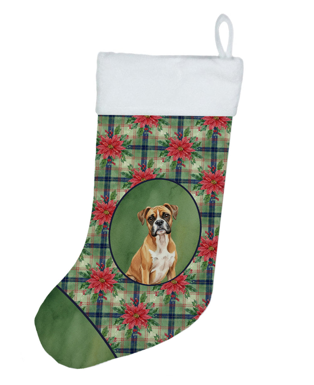 Boxer Christmas PoinsettIas Holiday Stocking-0