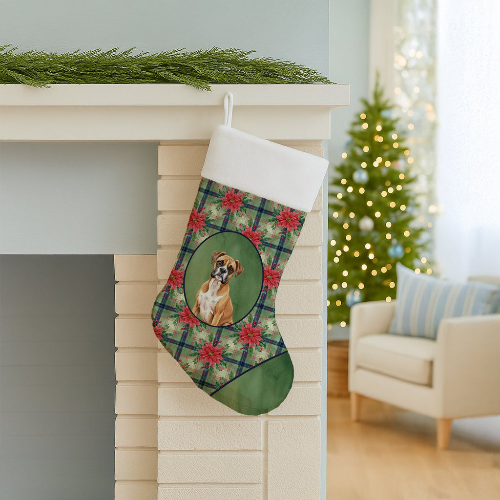 Boxer Christmas PoinsettIas Holiday Stocking-2