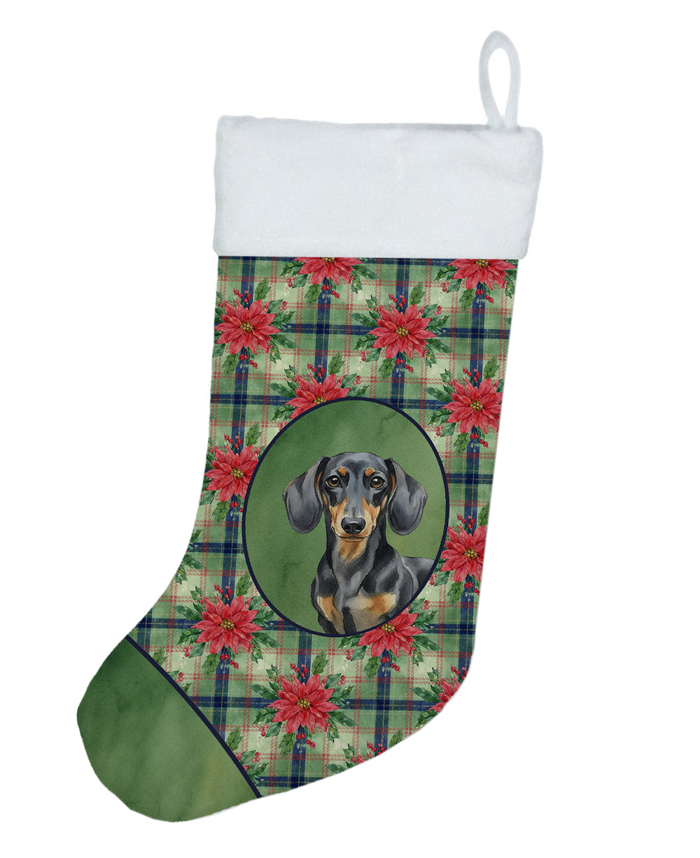 Black and Tan Dachshund Christmas PoinsettIas Holiday Stocking-0