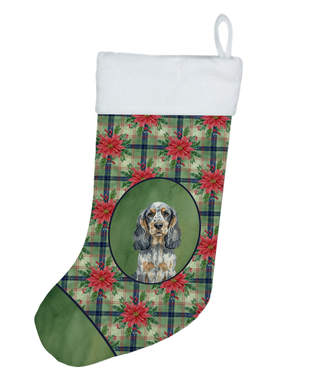 Blue Roan & Tan English Cocker Spaniel Christmas PoinsettIas Holiday Stocking-0