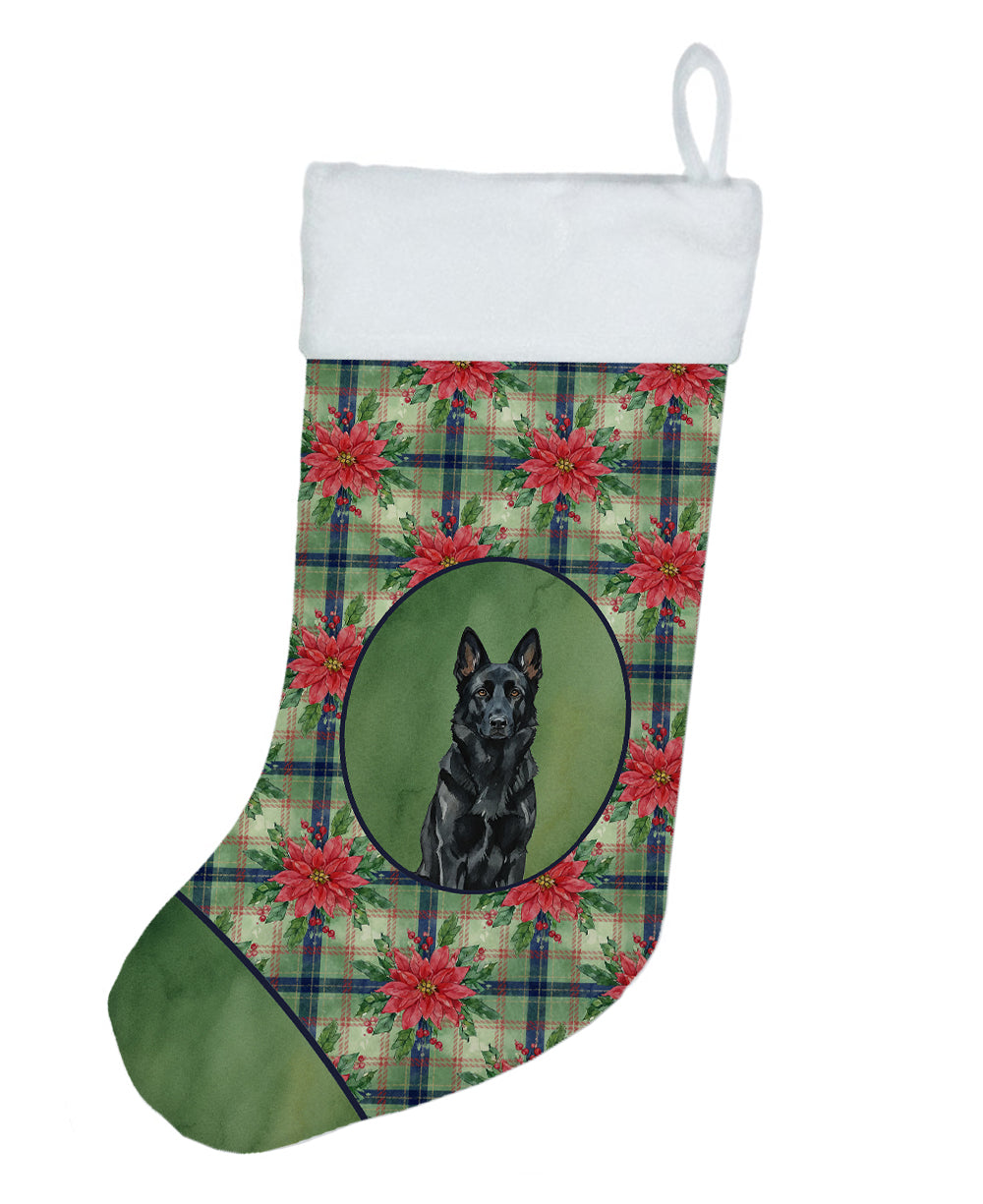 Black German Shepherd Christmas PoinsettIas Holiday Stocking-0