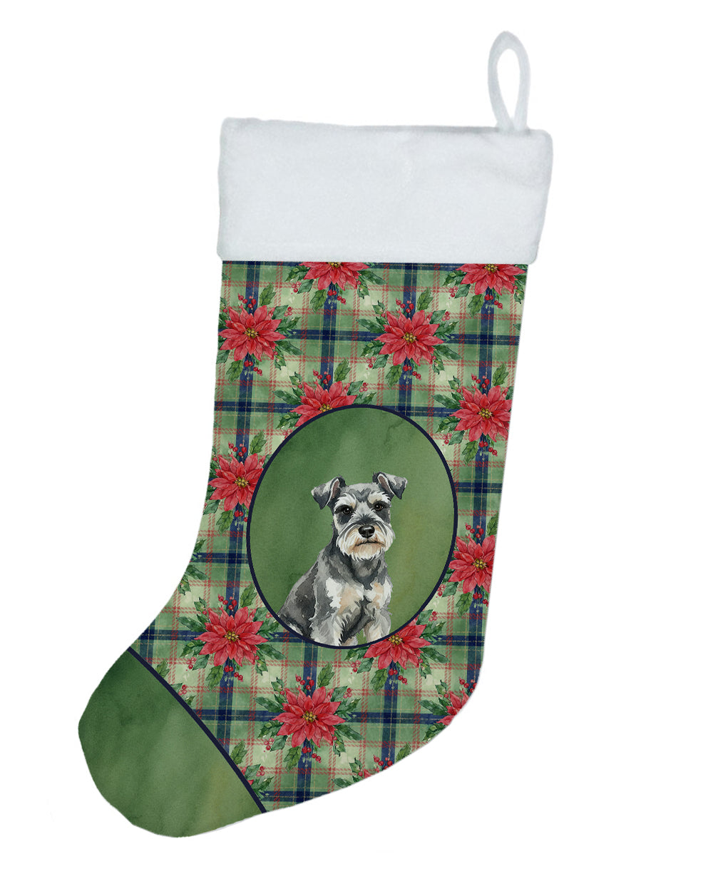 Miniature Schnauzer Christmas PoinsettIas Holiday Stocking-0
