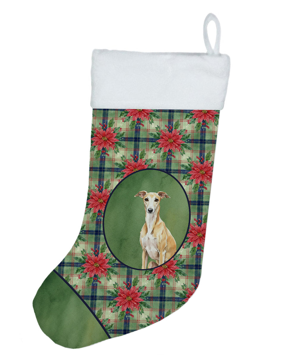 Fawn Whippet Christmas PoinsettIas Holiday Stocking-0