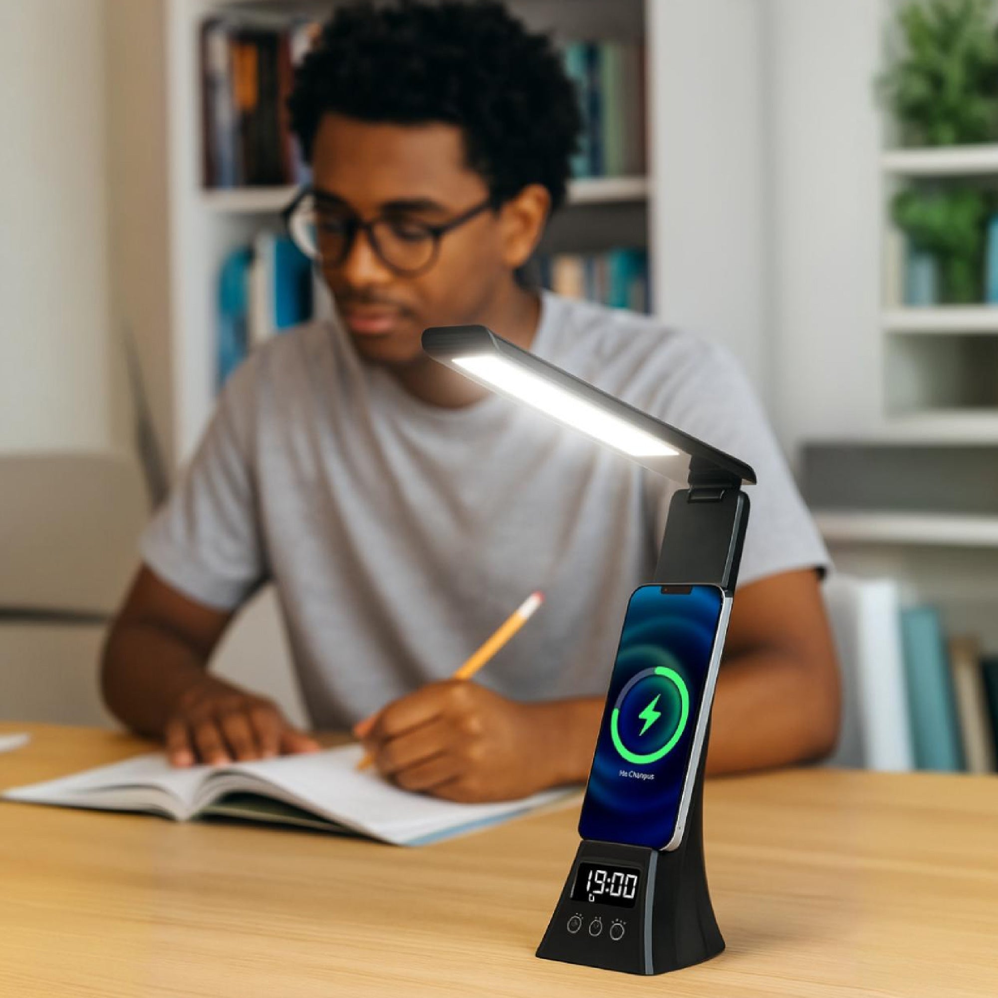 Wellness desk lamp and ultrasonic diffuser set with six bottles of pure essential oils — view 4
