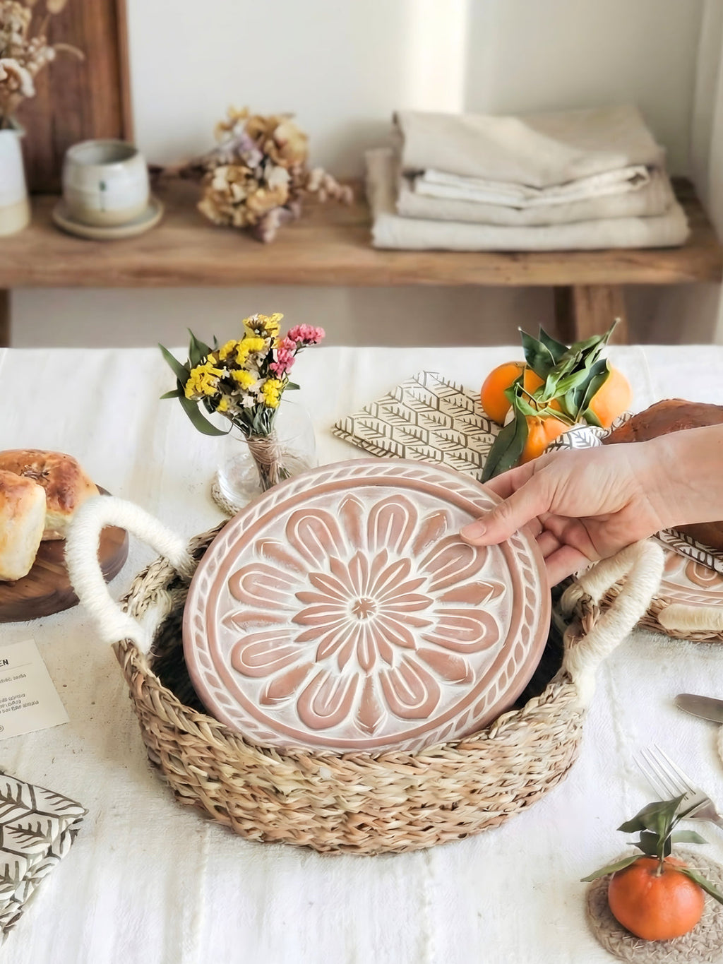 Bread Warmer & Basket - Vintage Flower-1