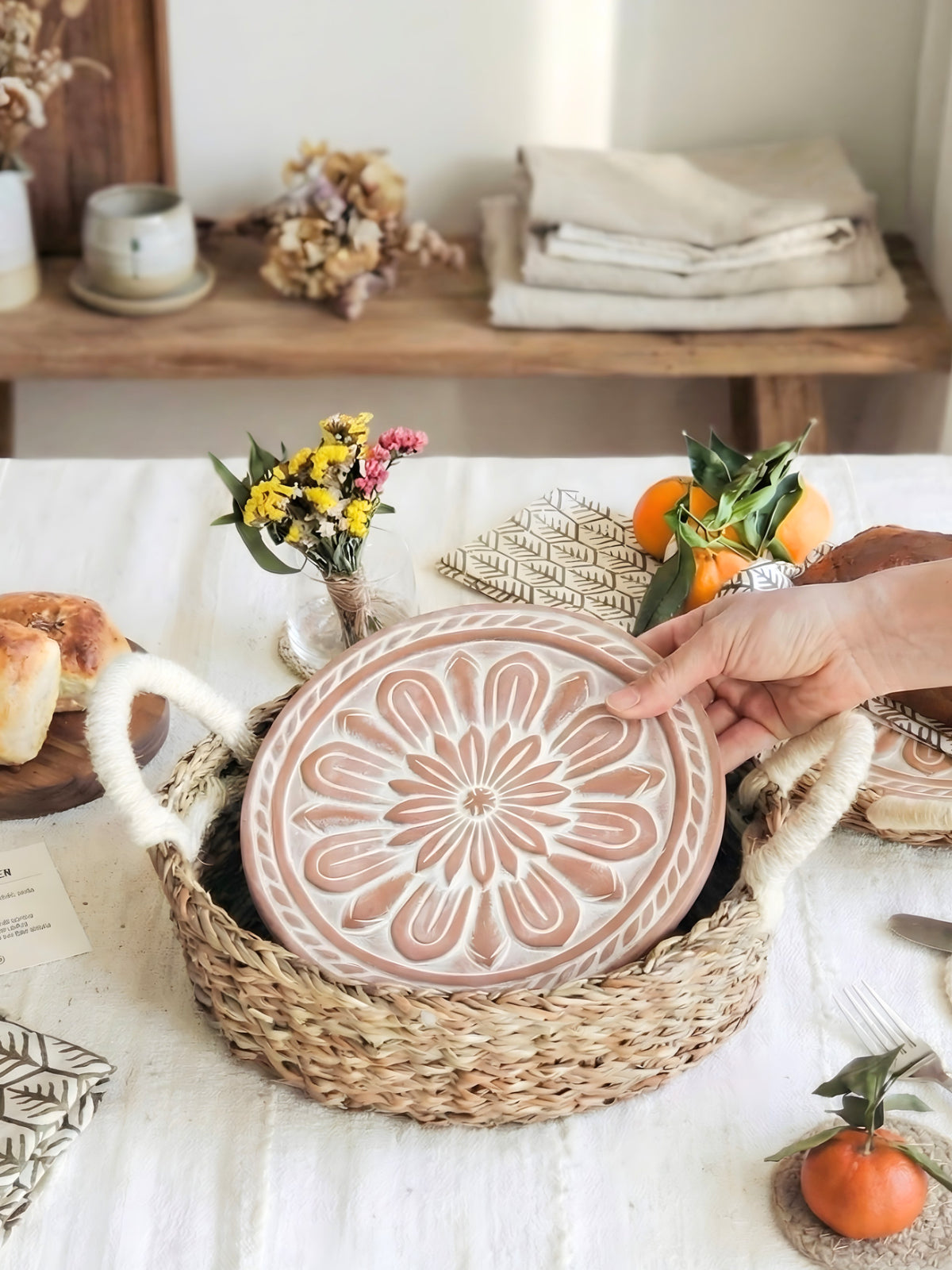 Bread Warmer & Basket - Vintage Flower-1