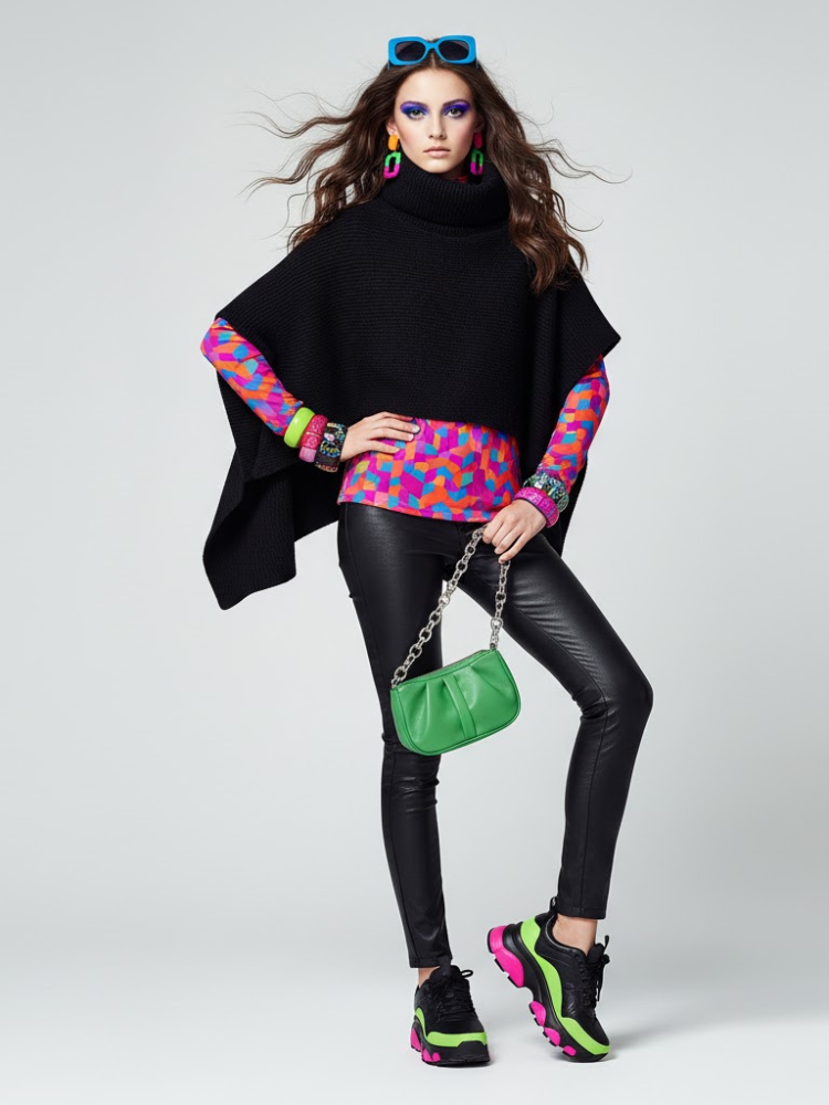 Women's avant-garde black asymmetric knit top with mock neck and deconstructed cropped hem silhouette — view 2
