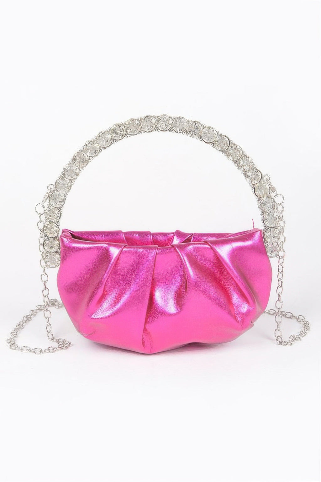 PYRAMIDE metallic crossbody bag with sculptural stone top handle and detachable strap for evening wear. — view 2