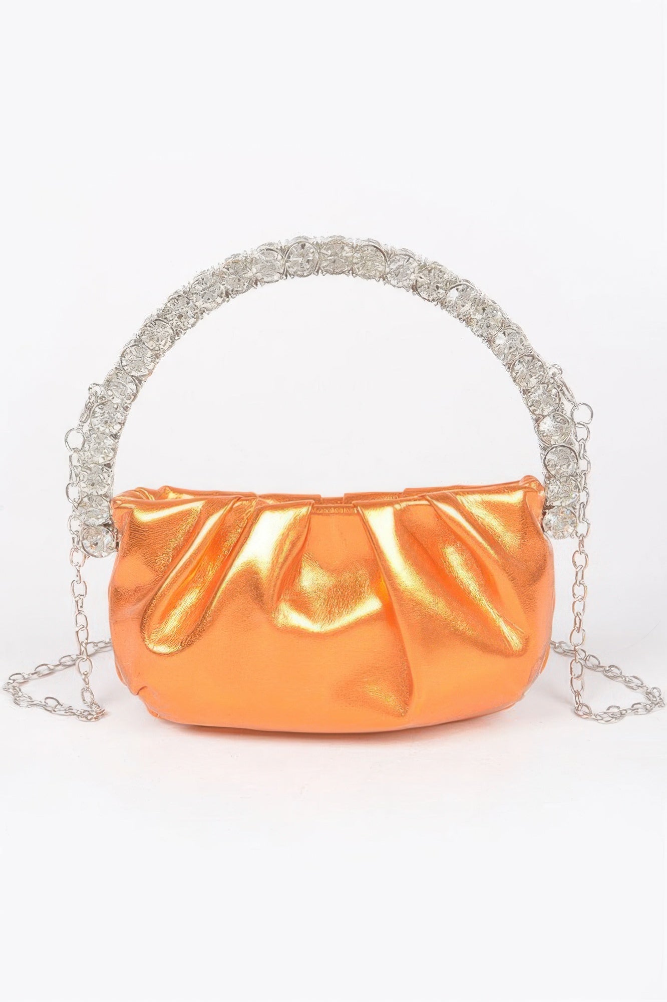 PYRAMIDE metallic crossbody bag with sculptural stone top handle and detachable strap for evening wear. — view 3